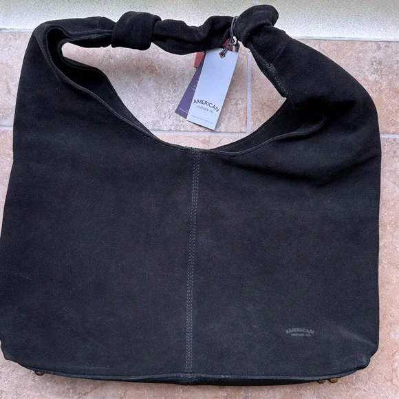 Marietta Knot Hobo 2.0 Bag American Leather Co. Black Suede Leather Corner Scuff - Picture 10 of 15